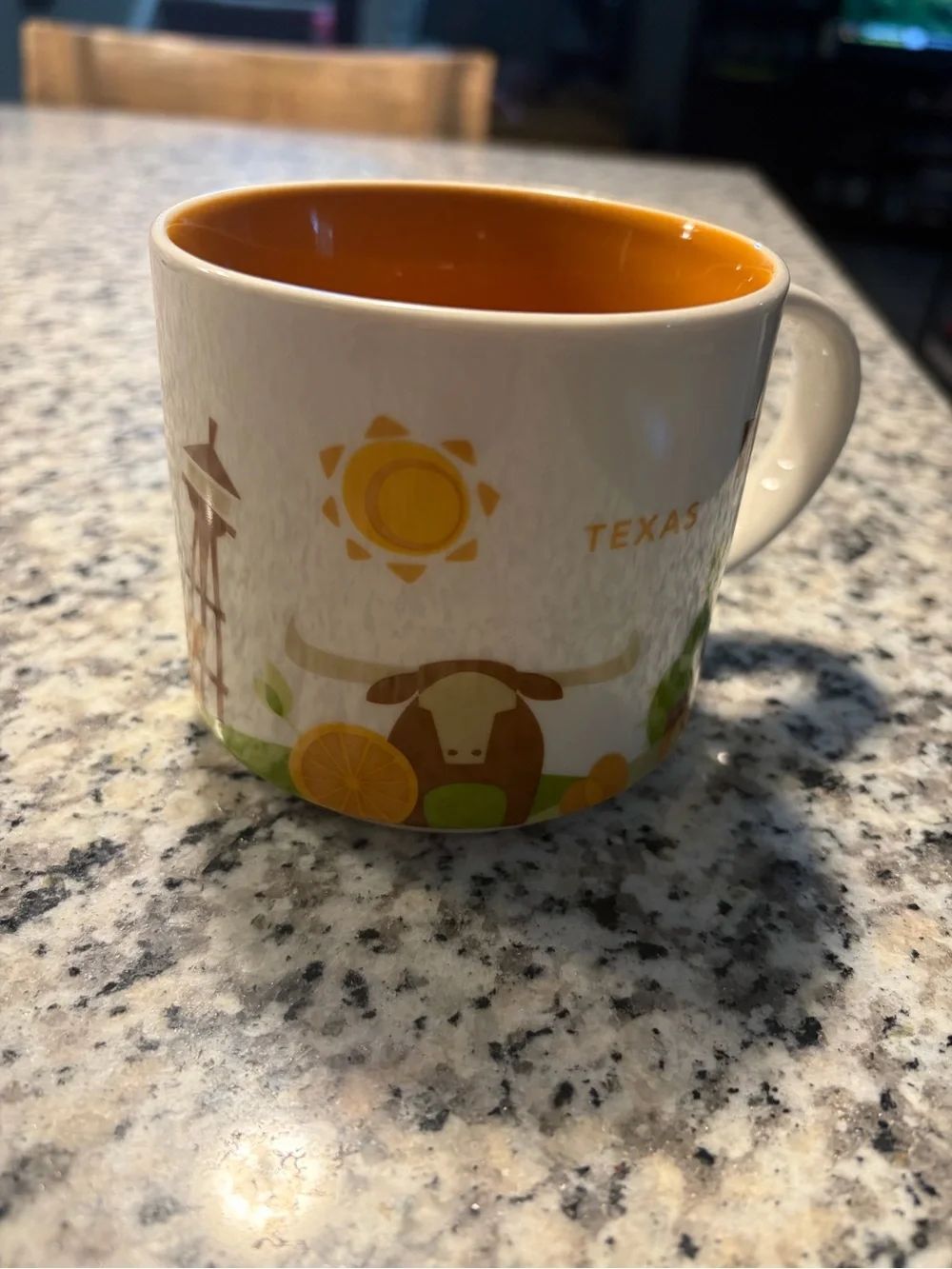 Starbucks collector Yoh Are Here collection. Texas Coffee Mug - Orange Interior